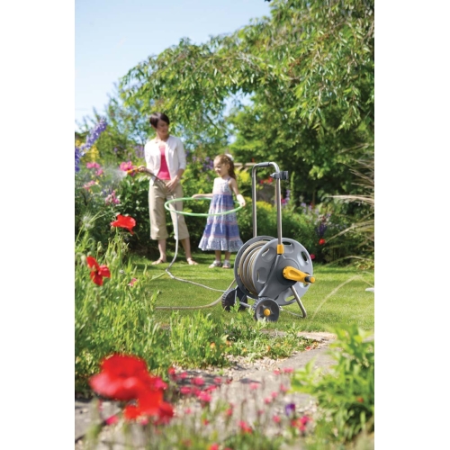HOZELOCK - Cart Plus 50m (ø 12.5 mm) Assembled : Max Capacity 60m, 1-piece Rewind Handle, Sturdy Frame for General Use, Supplied Assembled with 50m Hose, 1 Nozzle and Fittings Included 2435R0000 - Image 3
