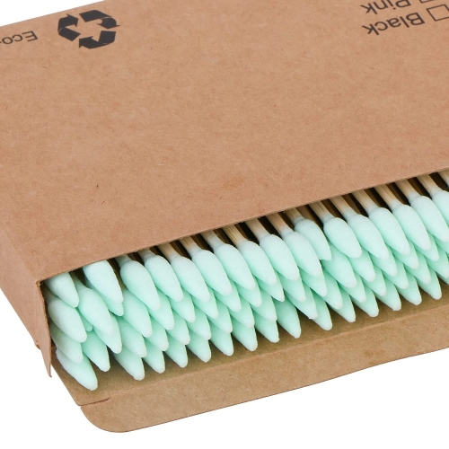 200pcs Natural Bamboo Cotton Swabs, Eco-Friendly & Biodegradable – Comfortable and Soft,Plastic Free Double Ear Sticks for Ears Cleaning and Makeup,Dirt Removal,Crafts,Painting (Green) - Image 6