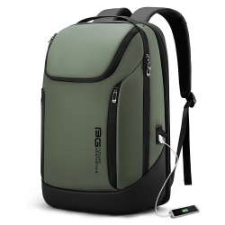 BANGE Business Smart Backpack Waterproof fit 15.6 Inch Laptop Backpack with USB Charging Port,Travel Durable Backpack (Green(three Pocket)
