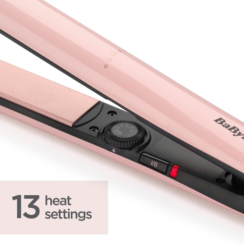 BaByliss Rose Blush 235C Hair Straighteners, Extra-long titanium ceramic plates for smooth gliding, Ultra-fast heat up, 13 heat settings up to 235°C, pink - Image 6