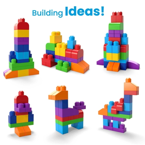 MEGA BLOKS Big Building Bag building set with 60 big and colorful building blocks, and 1 storage bag, toy gift set for ages 1 and up, DCH55 - Image 5