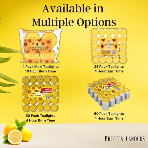 Price's Candles Citronella Tealights Pack of 25 (Citronella Range) - Image 4