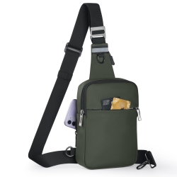 BROADREAM Sling Chest Crossbody Bag, Waterproof Shoulder Bag, Chest Bag, Shoulder Bag, Men and Women, Mobile Phone Case with RFID Blocking Zip Pocket, Suitable for Outdoor Sports and Hiking, Green, XL