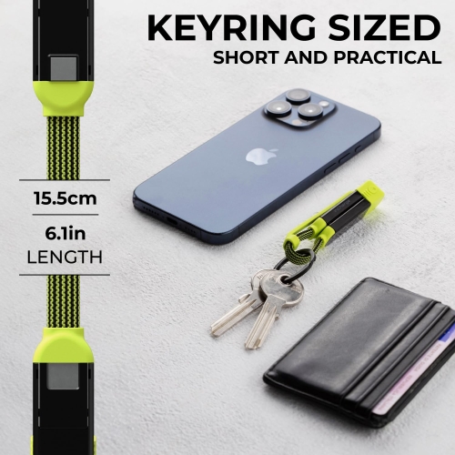Rolling Square inCharge XL Pocket - USB C Charger Cable, Lightning Cable for Smartphone, Universal Cable Charger 6 in 1, Ultra-Fast Charging Usb 100W, 15cm, Black/Lime - Image 4