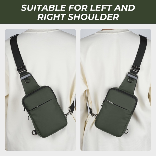 BROADREAM Sling Chest Crossbody Bag, Waterproof Shoulder Bag, Chest Bag, Shoulder Bag, Men and Women, Mobile Phone Case with RFID Blocking Zip Pocket, Suitable for Outdoor Sports and Hiking, Green, XL - Image 2
