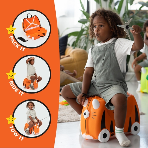 Trunki Children’s Ride-On Suitcase and Kid's Hand Luggage | Perfect Toy Gift for Toddler Boys & Girls: Tipu Tiger (Orange) - Image 6