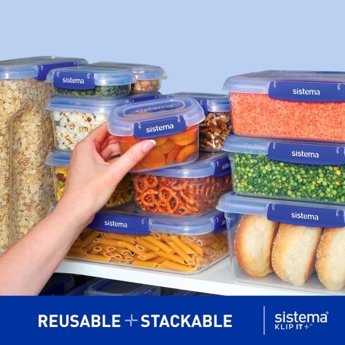 Sistema KLIP IT PLUS Food Storage Container | 5.5 L Square | Airtight, Stackable & Nestable Meal Prep Container with Lid | School Lunch Box | BPA-Free | 1 Count - Image 6