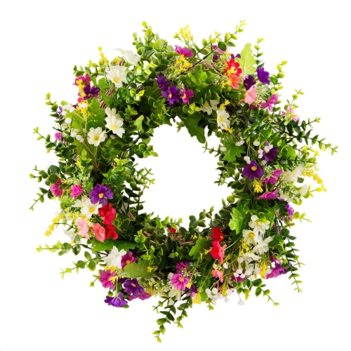TianBao Artificial Door Wreath Green Leaf Wreath, Wreaths For Front Door, Four Seasons Outdoor Ornaments for Home Bedroom Wall Party and Festival Celebration Decor