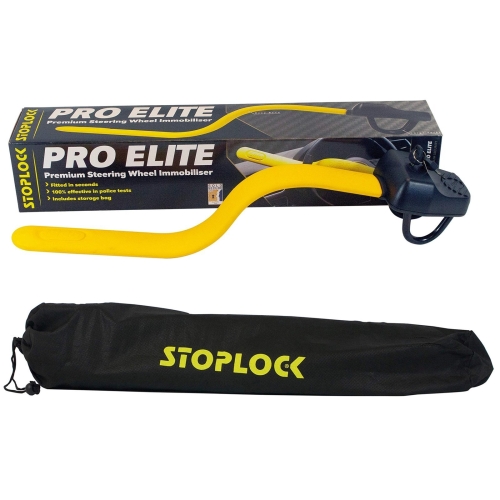 Stoplock Pro Elite Car Steering Wheel Lock HG 150-00 - Safe Secure Heavy Duty Anti-Theft Bar - Universal Fit - Includes 2 Keys and Carry Bag, Black/Yellow, 1 Unit - Image 3