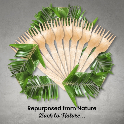 Eco Leaf Wooden Forks, 16cm | 1000pcs | Biodegradable, Compostable, Plastic-Free Cutlery for Weddings, Picnics, Parties, Camping & Catering | Ideal for Desserts - Image 4