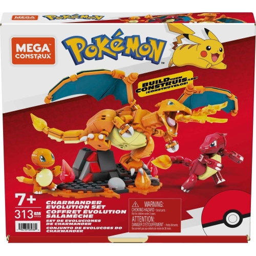 MEGA Pokémon Action Figure Building Toys for Kids, Charmander Evolution Set with 300 Pieces, 3 Poseable Characters, Charmeleon and Charizard, HFG06 - Image 2
