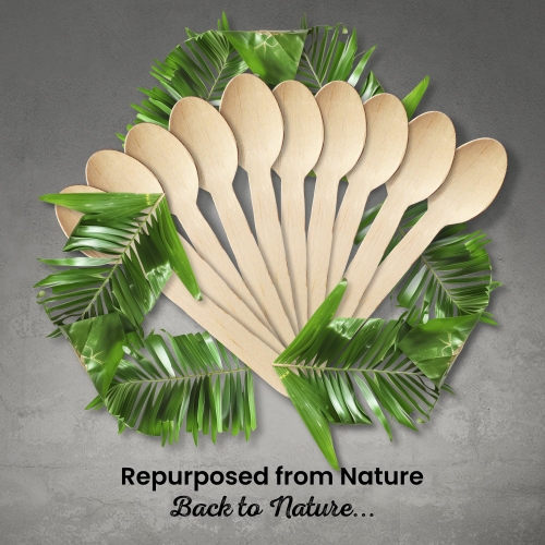 Eco Leaf 100pcs Disposable Wooden Spoons, 16cm, Biodegradable & Compostable Eco-Friendly Cutlery Set for Weddings, Picnics, Parties, Camping & Catering | Sturdy Birch Wood & Bamboo Spoons - Image 4