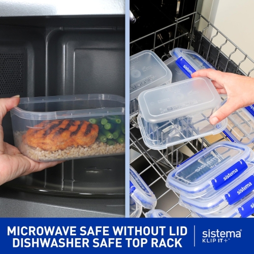 Sistema KLIP IT PLUS Leakproof Food Storage Containers | 1 L | Airtight & Stackable Meal Prep Containers with Lids | School Lunch Boxes | BPA-Free | 3 Count - Image 4