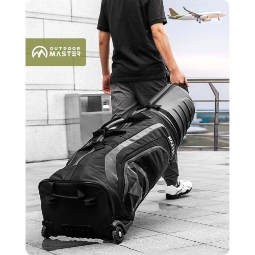 OutdoorMaster Golf Travel Bags for Airlines with Wheels and Hard Case Top, Protect Golf Clubs, Lightweight and Easy to Maneuver, Upgrade Version, Rock Black - Image 2
