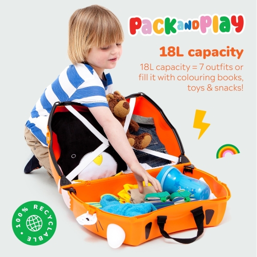 Trunki Children’s Ride-On Suitcase and Kid's Hand Luggage | Perfect Toy Gift for Toddler Boys & Girls: Tipu Tiger (Orange) - Image 5