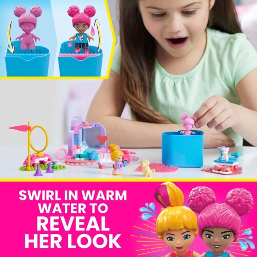 MEGA Barbie Color Reveal Building Toy Playset, Train n Wash Pets with 152 Pieces, 15 Surprises, Accessories and 6 Pets, Kids Age 5+ Years, HHP89 - Image 5