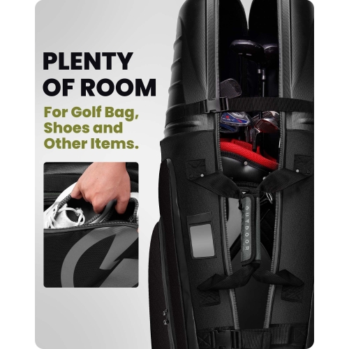 OutdoorMaster Golf Travel Bags for Airlines with Wheels and Hard Case Top, Protect Golf Clubs, Lightweight and Easy to Maneuver, Upgrade Version, Rock Black - Image 5