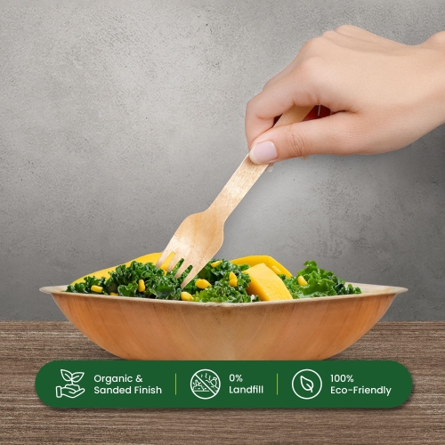 Eco Leaf Wooden Forks, 16cm | 1000pcs | Biodegradable, Compostable, Plastic-Free Cutlery for Weddings, Picnics, Parties, Camping & Catering | Ideal for Desserts - Image 7