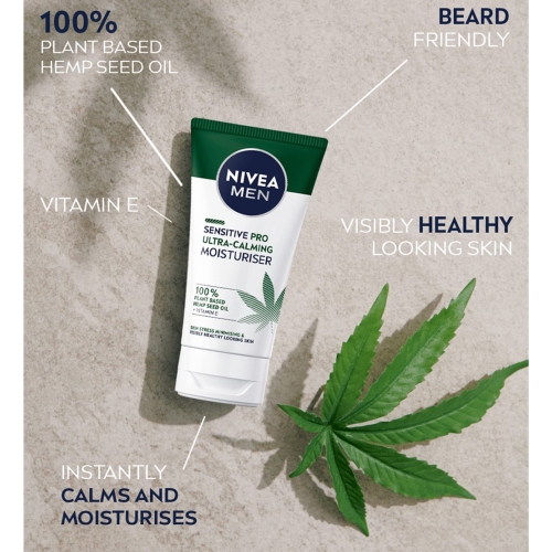 NIVEA MEN Sensitive Pro Ultra Calming Moisturising Cream (75ml), Face Care Moisturiser Enriched With Hemp Seed Oil And Vitamin E Stress-Minimising Skin Care - Image 6