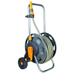 HOZELOCK - Cart Plus 50m (ø 12.5 mm) Assembled : Max Capacity 60m, 1-piece Rewind Handle, Sturdy Frame for General Use, Supplied Assembled with 50m Hose, 1 Nozzle and Fittings Included 2435R0000