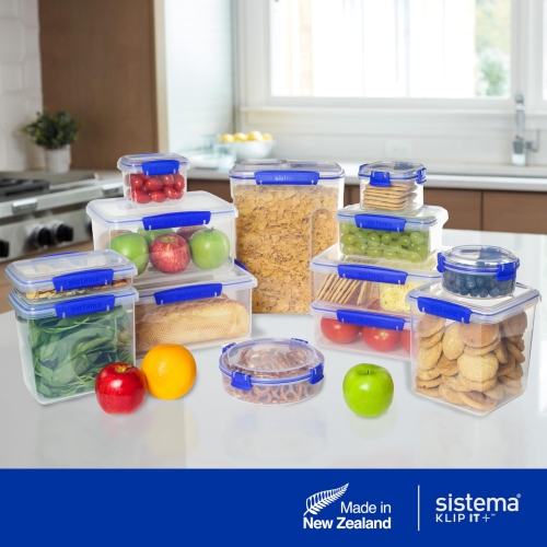 Sistema KLIP IT Food Storage Containers | 2 L, 1 L, 400 ml, 200 ml | Airtight & Stackable Meal Prep Containers with Lids | School Lunch Boxes & Snack Boxes | 12 Count (6 Containers with Lids) - Image 4