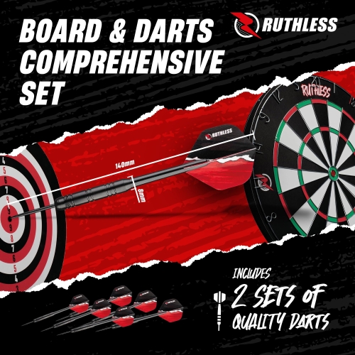 Ruthless Rivals Family Dart Board Game | 18*1 Double Sided Dartboard Set Including 2 Sets of Darts (DB074) - Image 4