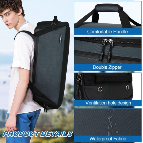 FIORETTO 45L Mens Sports Gym Bag with Wet Pocket & Shoe Compartment, Travel Duffle Bag Overnight Bag with Padded Shoulder Strap, Water-Resistant Holdall for Swimming, Basketball, Football Grey - Image 5