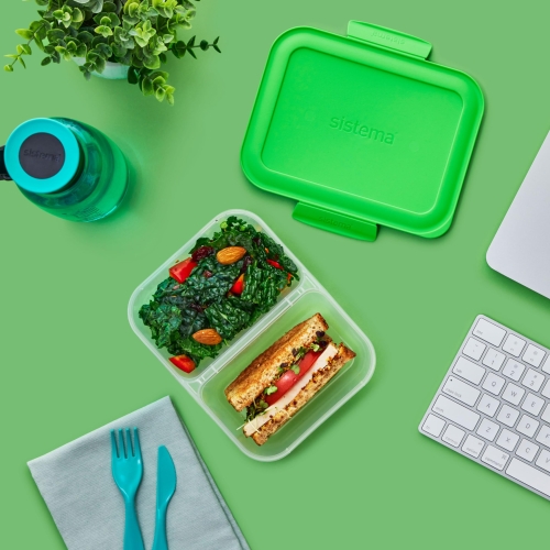Sistema NEST IT Meal Prep Containers | 870 ml | Airtight Food Storage Containers with Compartments & Lids | School Lunch Boxes | BPA-Free | Green | 5 Count - Image 2