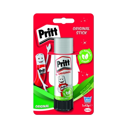 Pritt Glue Stick, Safe & Child-Friendly Craft Glue for Arts & Crafts Activities, Strong-Hold adhesive for School & Office Supplies, 1x43g Pritt Stick, white