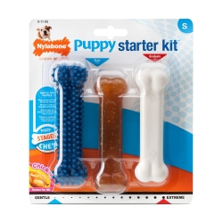 Nylabone Puppy Starter Kit, Pack of 3 Dental Dog Chew Bones, Teething, Gentle, Graduate, Small, for Puppies Up to 11 kg