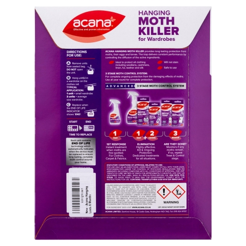 Acana Hanging Moth Killer & Freshener, 4 Pack - Lavender Fragrance, Natural Oils - For Wardrobes - Protects Clothing & Bedding - Each Lasts 6 Months - Image 2