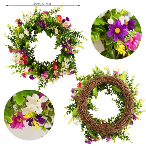 TianBao Artificial Door Wreath Green Leaf Wreath, Wreaths For Front Door, Four Seasons Outdoor Ornaments for Home Bedroom Wall Party and Festival Celebration Decor - Image 4