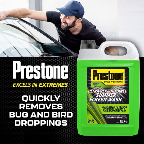 Prestone Screenwash, Ready To Use Screen Wash For Cars, High Performance Cleaning With Streak Free Formula, Maximum Visibility Summer Windscreen Washer Fluid, Removes Stubborn Dirt, 5L Bottle - Image 4