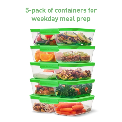 Sistema NEST IT Meal Prep Containers | 870 ml | Airtight Food Storage Containers with Compartments & Lids | School Lunch Boxes | BPA-Free | Green | 5 Count - Image 6