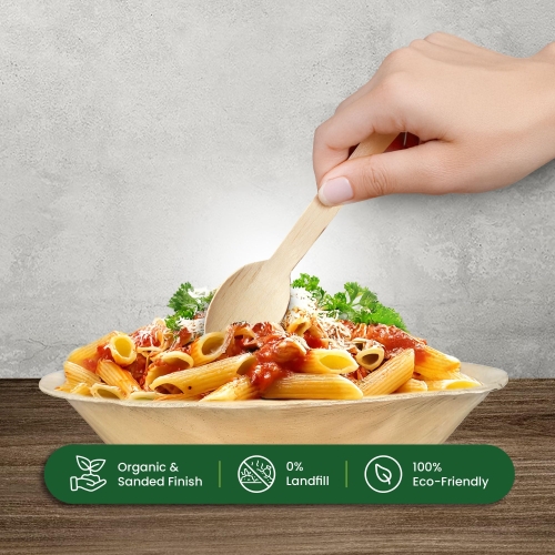 Eco Leaf 100pcs Disposable Wooden Spoons, 16cm, Biodegradable & Compostable Eco-Friendly Cutlery Set for Weddings, Picnics, Parties, Camping & Catering | Sturdy Birch Wood & Bamboo Spoons - Image 7