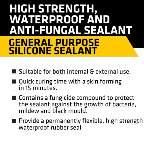 Everbuild General Purpose Silicone Sealant – Waterproof – Suitable for Interior and Exterior Use – Clear – 280ml - Image 6