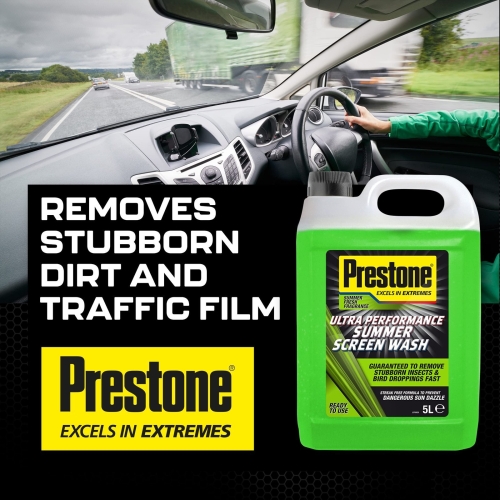Prestone Screenwash, Ready To Use Screen Wash For Cars, High Performance Cleaning With Streak Free Formula, Maximum Visibility Summer Windscreen Washer Fluid, Removes Stubborn Dirt, 5L Bottle - Image 2