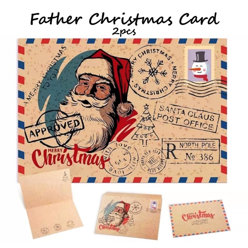 10pcs Christmas Vintage Greeting Cards + 10 pcs Christmas Greeting Envelopes + 12pcs Sealed Round Stickers, Christmas Cards, Folded Cards Wishes Message Cards.