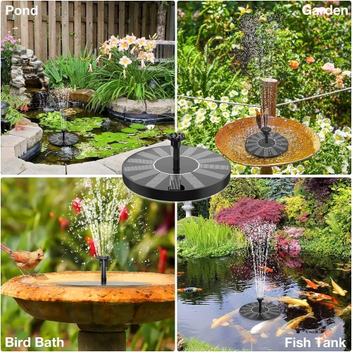 AISITIN Solar Water Fountain, Solar Powered Water Fountain with 6 Nozzles, Floating Solar Pond Pump for Bird Bath, Garden, Pond, Pool and Fish Tank - Image 3