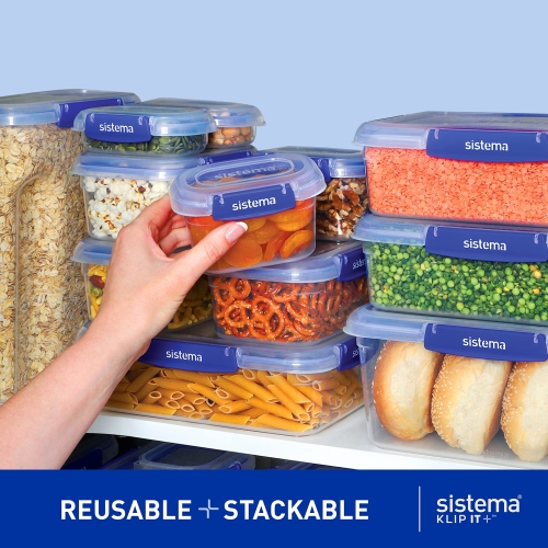 Sistema KLIP IT PLUS Food Storage Container | 5.5 L Square | Airtight, Stackable & Nestable Meal Prep Container with Lid | School Lunch Box | BPA-Free | 1 Count - Image 7