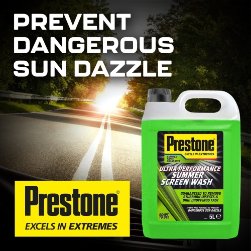 Prestone Screenwash, Ready To Use Screen Wash For Cars, High Performance Cleaning With Streak Free Formula, Maximum Visibility Summer Windscreen Washer Fluid, Removes Stubborn Dirt, 5L Bottle - Image 3