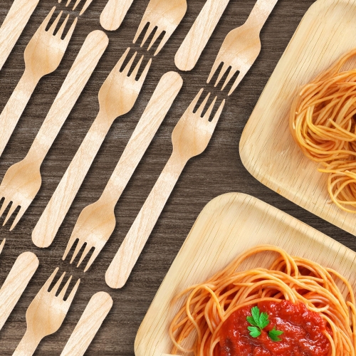 Eco Leaf Wooden Forks, 16cm | 1000pcs | Biodegradable, Compostable, Plastic-Free Cutlery for Weddings, Picnics, Parties, Camping & Catering | Ideal for Desserts - Image 2