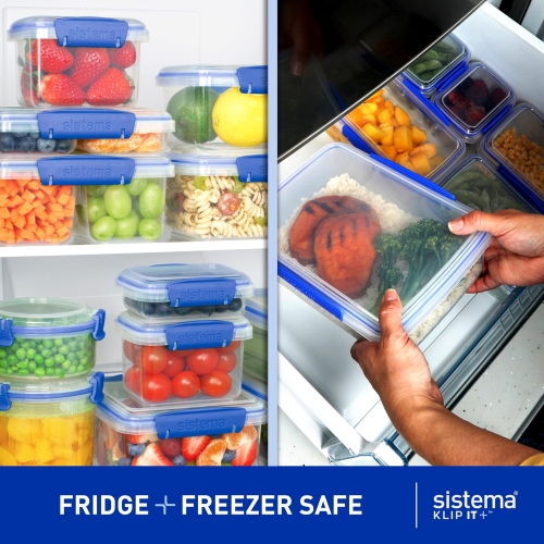 Sistema KLIP IT Food Storage Containers | 2 L, 1 L, 400 ml, 200 ml | Airtight & Stackable Meal Prep Containers with Lids | School Lunch Boxes & Snack Boxes | 12 Count (6 Containers with Lids) - Image 5
